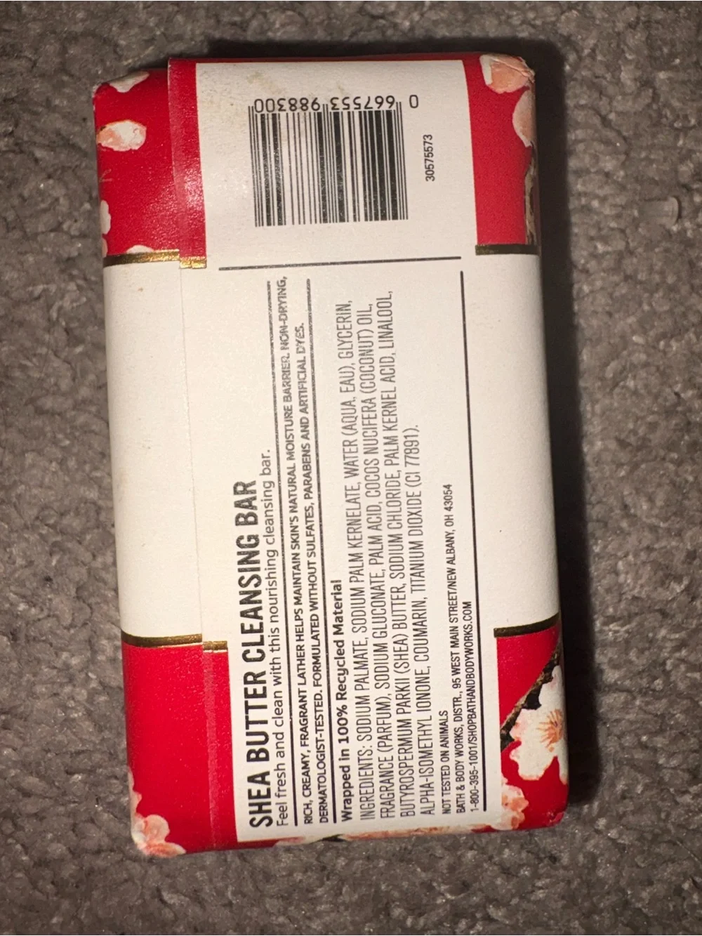 Bath & Body Works Japanese Cherry Blossom Bar Soap - Red & White Floral